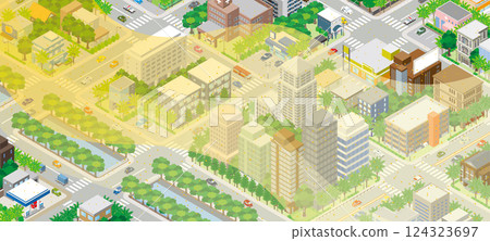 黃沙飛揚的城市景觀圖。 124323697