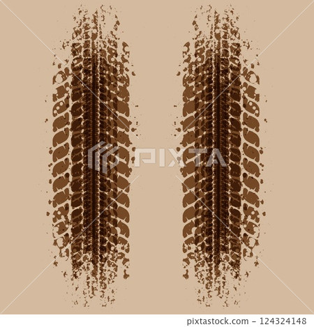 Tire tracks stained brown patterns 124324148
