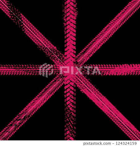 Tire tracks pink silhouettes cross 124324159
