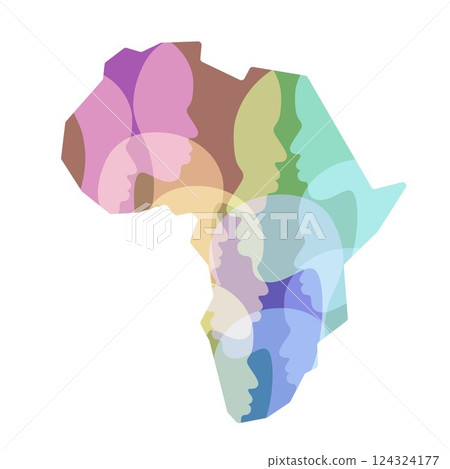 African continent ethnical woman silhouettes African continent ethnical woman silhouettes 124324177