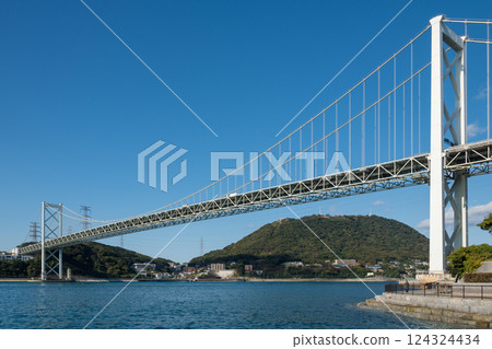 [Kitakyushu Moji Port: Kanmon Straits and Kanmon Bridge from Norfolk Square] 124324434