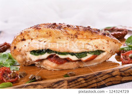 Stuffed Baked Chicken Breast 124324729