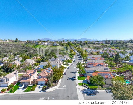 Aerial view houses in Scripps and Poway in San Diego, South California, USA Aerial view houses in Scripps and Poway in San Diego, South California, USA 124324753