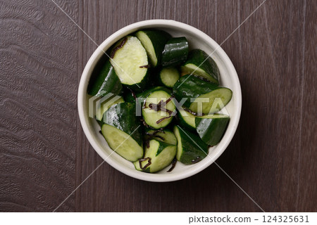 Cucumber and salted kelp with sesame oil Cucumber and salted kelp with sesame oil 124325631