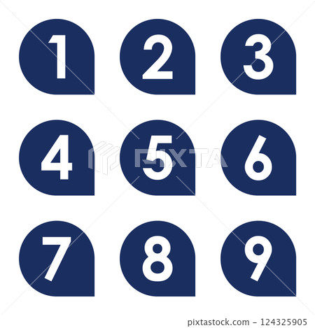 Illustration material: Number icon set 1 to 9 124325905