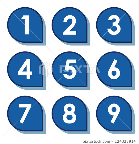 Illustration material: Number icon set 1 to 9 124325914