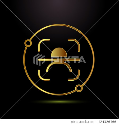 Face recognition icon design illustration, Face scanning sign, biometric icon in gold color style Face recognition icon design illustration, Face scanning sign, biometric icon in gold color style 124326166