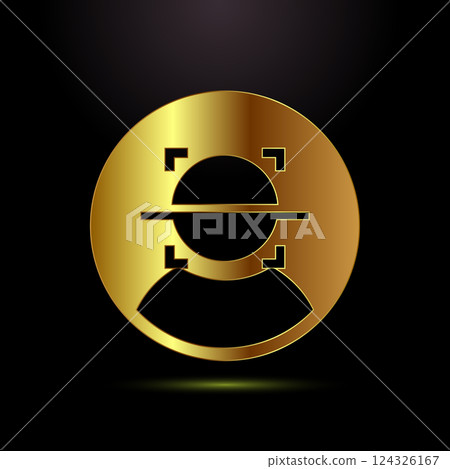 Face recognition icon design illustration, Face scanning sign, biometric icon in gold color style 124326167