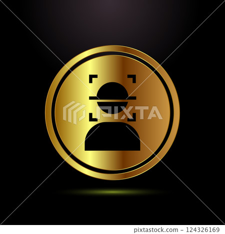 Face recognition icon design illustration, Face scanning sign, biometric icon in gold color style Face recognition icon design illustration, Face scanning sign, biometric icon in gold color style 124326169