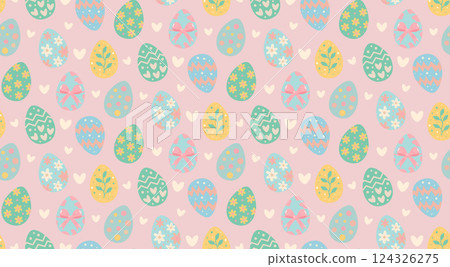 Easter eggs seamless pattern. Colorful pastel painting eggs background. Easter eggs seamless pattern. Colorful pastel painting eggs background. 124326275