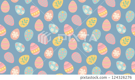 Easter eggs seamless pattern. Colorful pastel painting eggs background Easter eggs seamless pattern. Colorful pastel painting eggs background 124326276