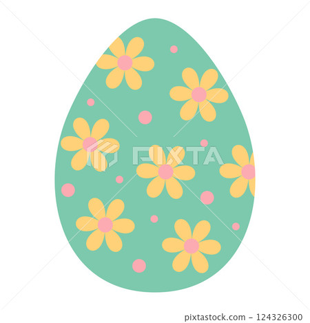 Easter egg with flower pattern isolated on white background. Easter egg with flower pattern isolated on white background. 124326300