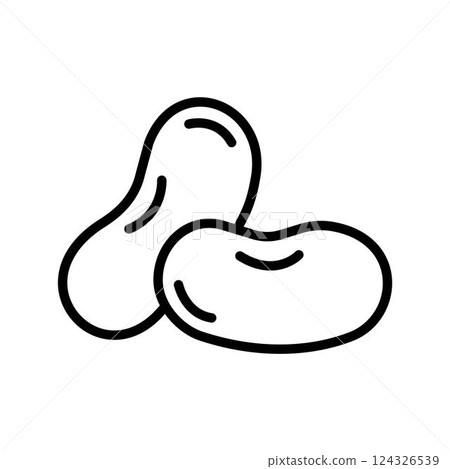 Kidney beans, pea pods vegetables legumes isolated outline icon. Vector organic vegetarian food, peeled grains. Kidney beans, pea pods vegetables legumes isolated outline icon. Vector organic vegetarian food, peeled grains. 124326539