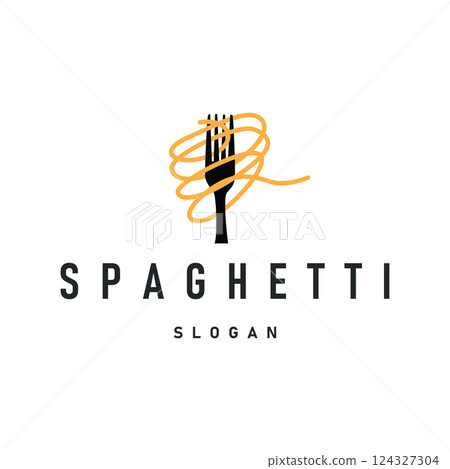 spaghetti logo design Italian noodle food with delicious taste with a simple minimalist concept, vintage illustration of a product brand template spaghetti logo design Italian noodle food with delicious taste with a simple minimalist concept, vintage illustration of a product brand template 124327304