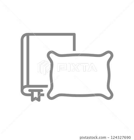 Book with pillow line icon. Books for sleeping symbol. Vector illustration. Book with pillow line icon. Books for sleeping symbol. Vector illustration. 124327690