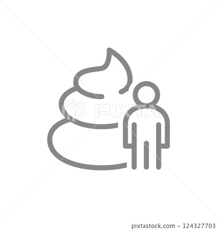 Poop with man line icon. Toilet location symbol. Vector illustration. 124327703