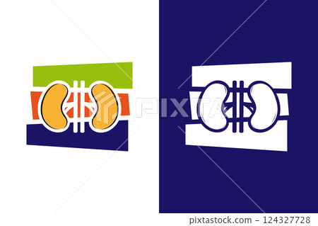 Kidneys anatomy logo combination. Internal organ logotype design template. Kidneys anatomy logo combination. Internal organ logotype design template. 124327728