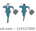 Set of men in suits running with bags 124327800