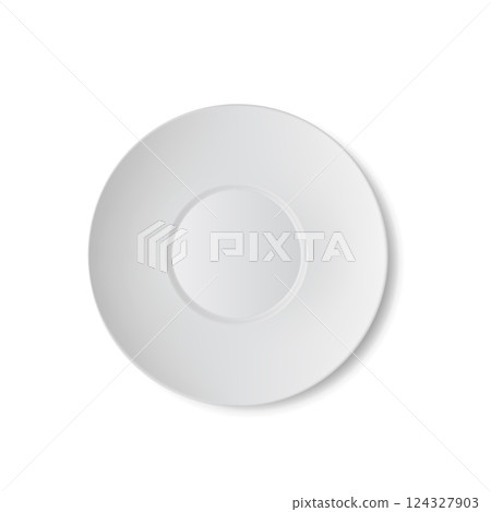 Empty White Ceramic Plate Top View Realistic Mockup. Vector 124327903