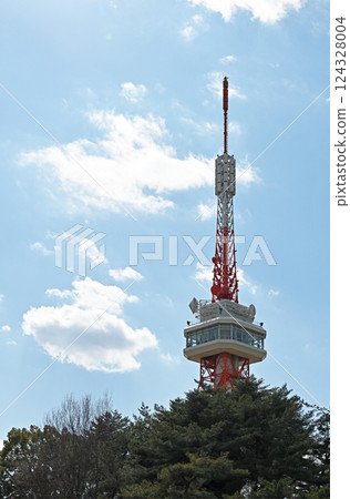 Utsunomiya Tower shining against the blue sky 124328004