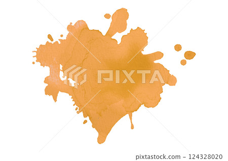 orange brush paint stain isolated on transparent background 124328020