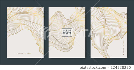 Vector wave line gold covers, texture japanese premium templates, abstract royal presentation. Asian elite graphic. 124328250