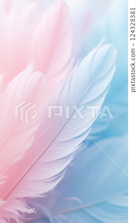 Soft and airy background with pink and blue feathers. Soft and airy background with pink and blue feathers. 124328381