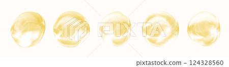3d gold liquid oil drops render set. Golden collagen serum or essence bubbles with light flare effect. Isolated yellow water, honey or argan oil droplets. Cosmetic skincare product. 3D illustration 3d gold liquid oil drops render set. Golden collagen serum or essence bubbles with light flare effect. Isolated yellow water, honey or argan oil droplets. Cosmetic skincare product. 3D illustration 124328560