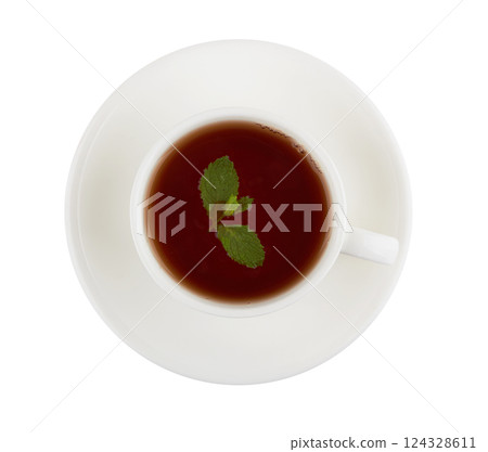 Black tea with mint 124328611
