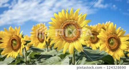 藍天下盛開的向日葵 AI 影像 藍天下盛開的向日葵 AI 影像 124328690