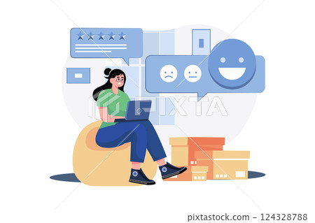 Young Girl Appreciates About Service She Received 124328788