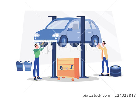 Car Repair Illustration concept on white background 124328818