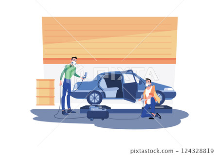 Car Painting Illustration concept on white background 124328819