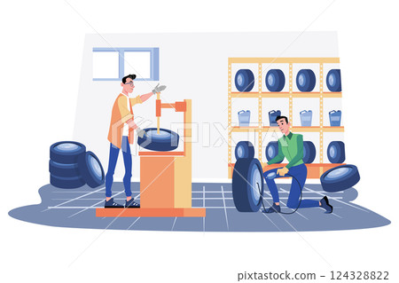 Tire Services Illustration concept on white background Tire Services Illustration concept on white background 124328822