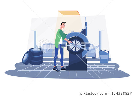Tire Balancing Illustration concept on white background 124328827