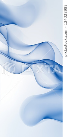 Elegant blue waves creating a dynamic and flowing abstract design on a clean white background 124328985