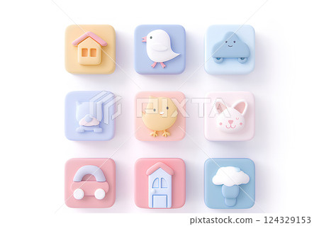 可愛的主頁圖示素材 可愛的主頁圖示素材 124329153