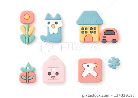 可愛的主頁圖示素材 可愛的主頁圖示素材 124329155
