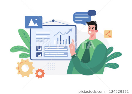 Business Presentation Illustration concept on white background 124329351