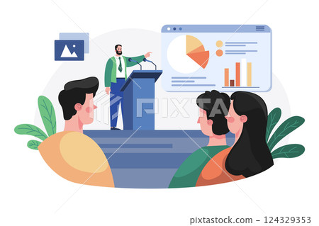 Business Conference Illustration concept on white background 124329353