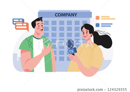 Business Interview Illustration concept on white background Business Interview Illustration concept on white background 124329355