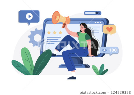 Social Media Marketing Illustration concept on white background Social Media Marketing Illustration concept on white background 124329358