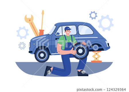 Tire Services Illustration concept on white background 124329364