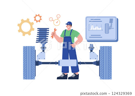 Tire Balancing Illustration concept on white background 124329369