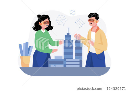 Construction Project Model With VR Technology Construction Project Model With VR Technology 124329371