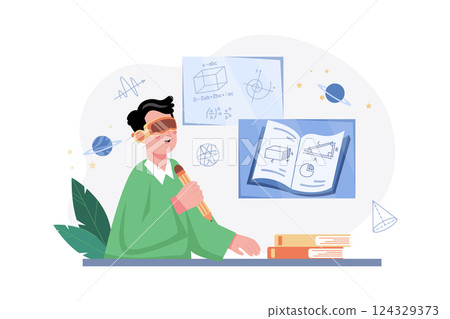 Online Education With VR Glasses 124329373