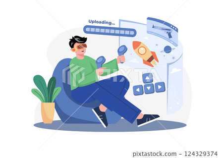 VR Gaming Experience Illustration concept on white background 124329374