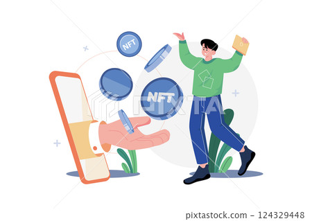 Digital Token NFT Illustration concept on white background Digital Token NFT Illustration concept on white background 124329448