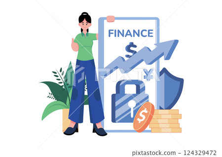 Finance Security Illustration concept on white background 124329472