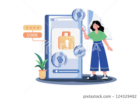 Cryptocurrency Security Illustration concept on white background Cryptocurrency Security Illustration concept on white background 124329482